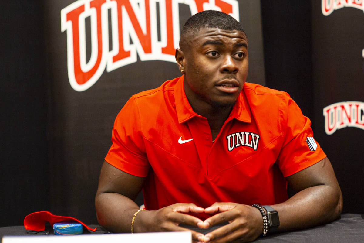 UNLV football's Charles Williams speaks during Mountain West Conference media days at The Cosmo ...