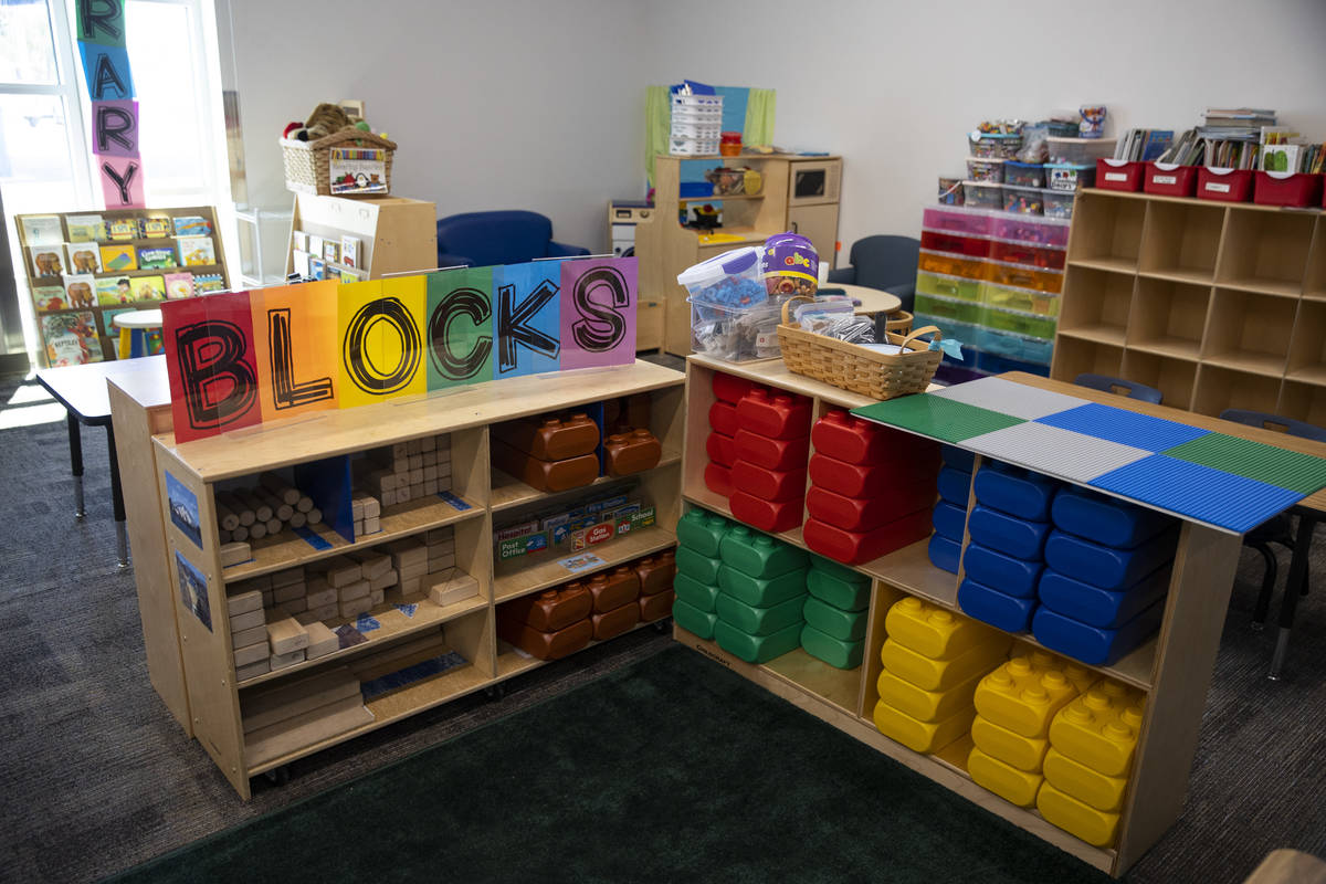 A pre-kindergarten classroom is seen during a tour at Tate Elementary School in Las Vegas, Thur ...