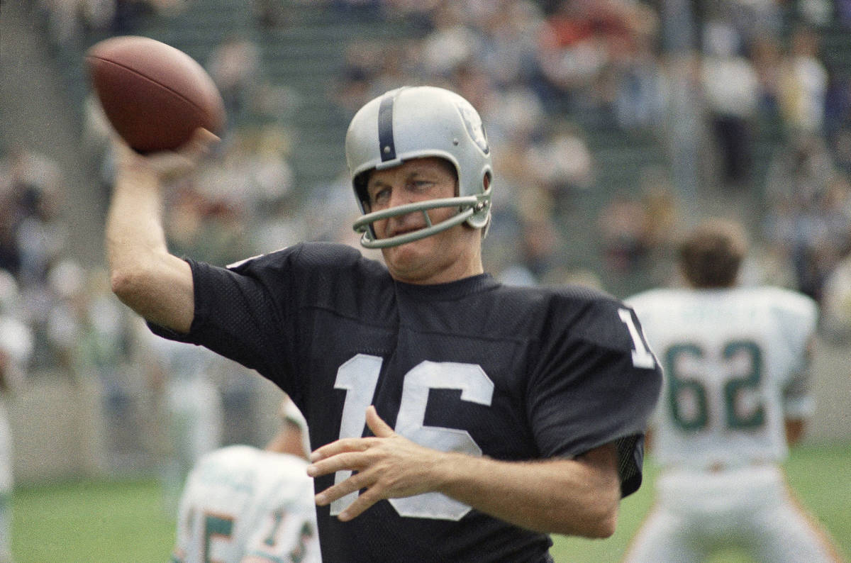 Shown in an undated photo is George Blanda, quarterback and place kicker for the Oakland Raider ...