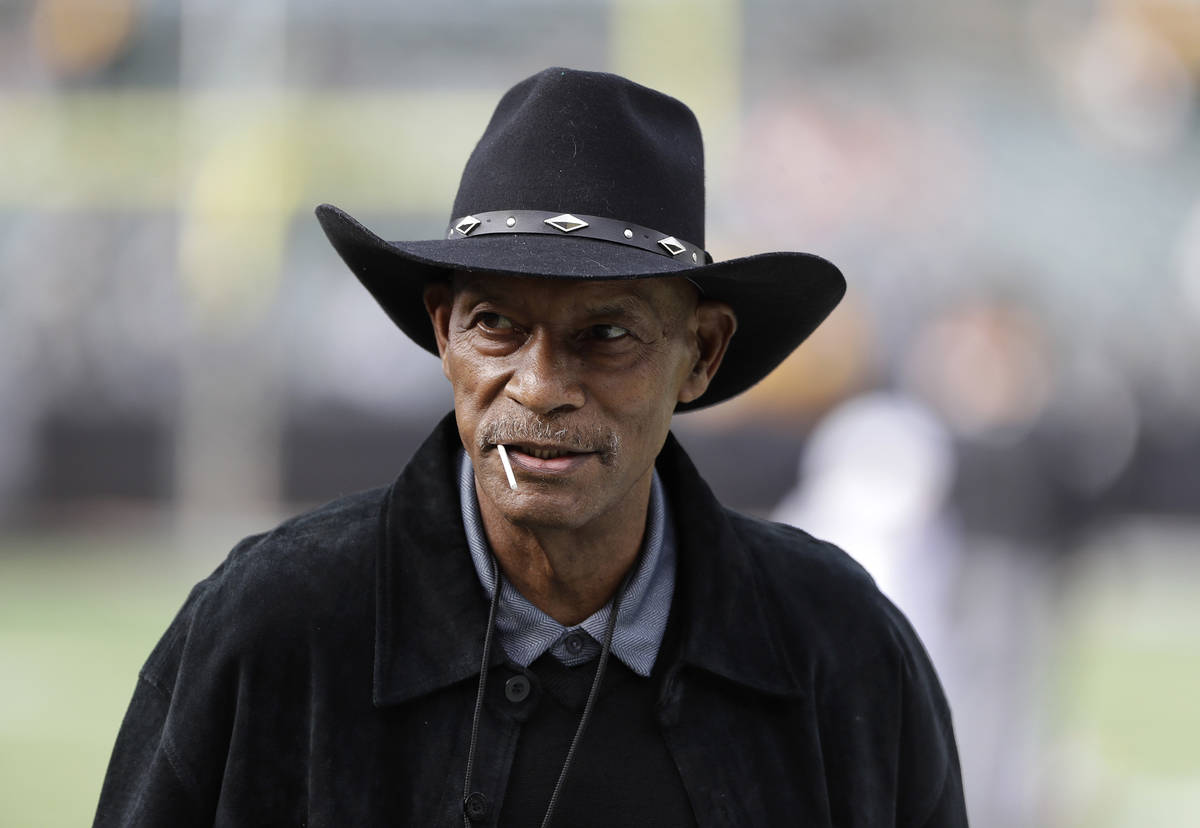 This Oct. 19, 2017, file photo shows Pro football hall of famer Willie Brown before an NFL foot ...