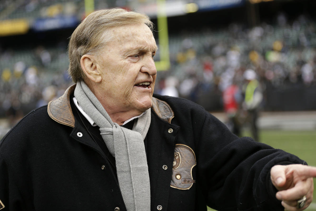 Former Oakland Raiders player Jim Otto is shown on the field at O.co Coliseum before an NFL foo ...