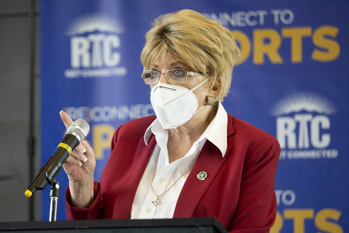 Mayor Carolyn Goodman speaks at a Regional Transportation Commission (RTC) of Southern Nevada p ...