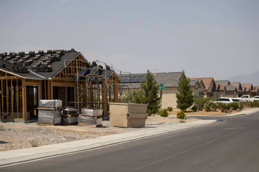 A home under construction in the Burson Ranch community in Pahrump, Wednesday, Aug. 11, 2021. ( ...