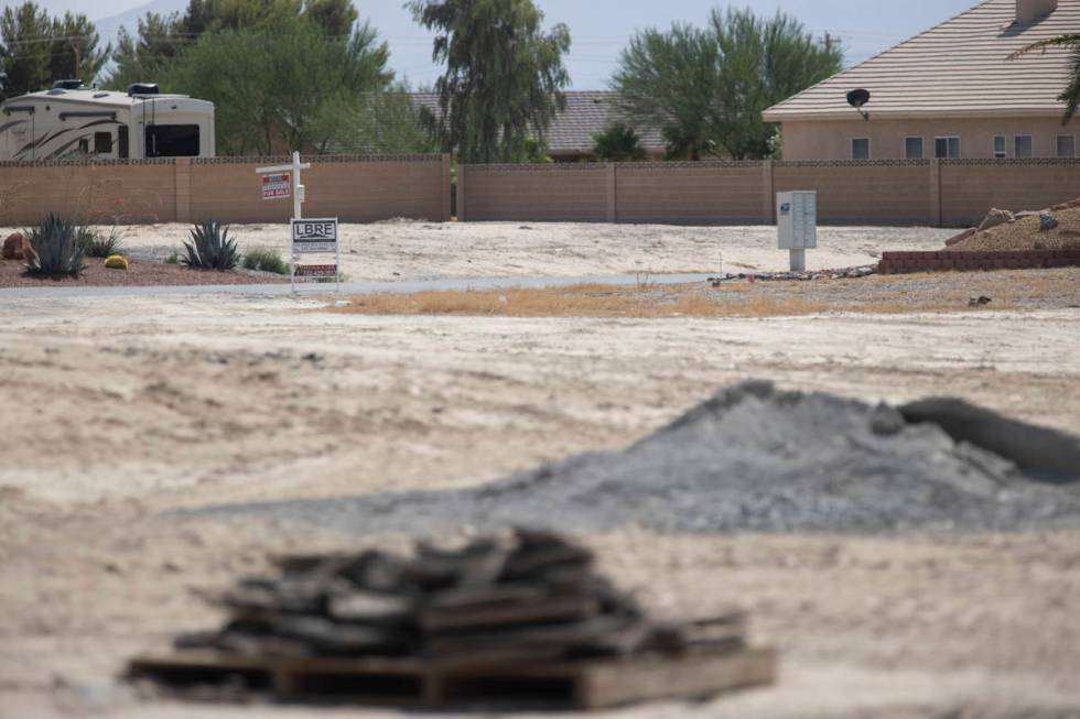 A lot for sale in the Artesia community in Pahrump, Wednesday, Aug. 11, 2021. (Erik Verduzco / ...