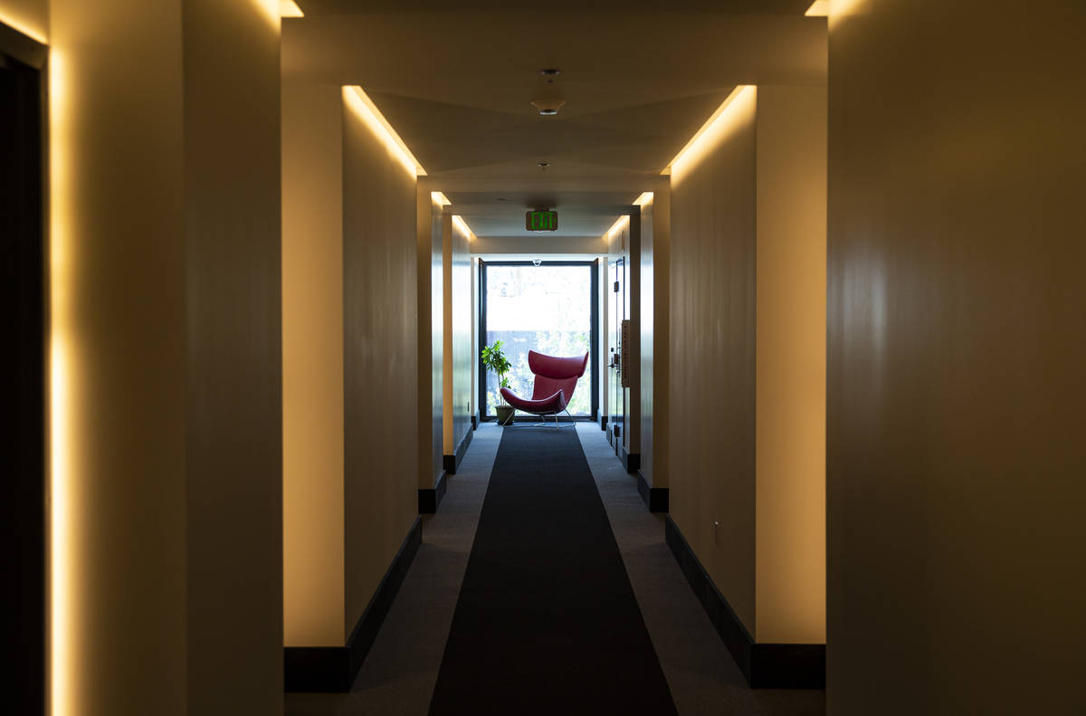 A hallway at The English Hotel, which is under-construction in Las Vegas' Arts District, on Thu ...