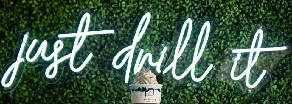 Cinnamon Toast Crunch and Oreo's drilled swirl ice cream is displayed at Drill It Creamery in L ...