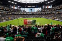 People attend the Concacaf Gold Cup final at Allegiant Stadium in Las Vegas, Sunday, Aug. 1, 20 ...