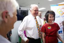 Gov. Steve Sisolak greets vendors alongside his wife Kathy Sisolak. (Rachel Aston/Las Vegas Rev ...