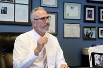 Clark County District Attorney Steve Wolfson in his office in May 2019. (Michael Quine/Las Vega ...