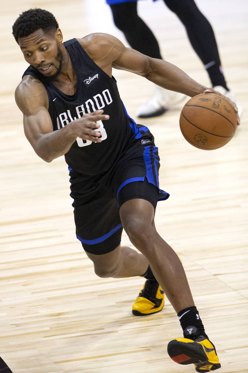 Orlando Magic forward Shakur Juiston (62) dribbles down the court during the second half of an ...