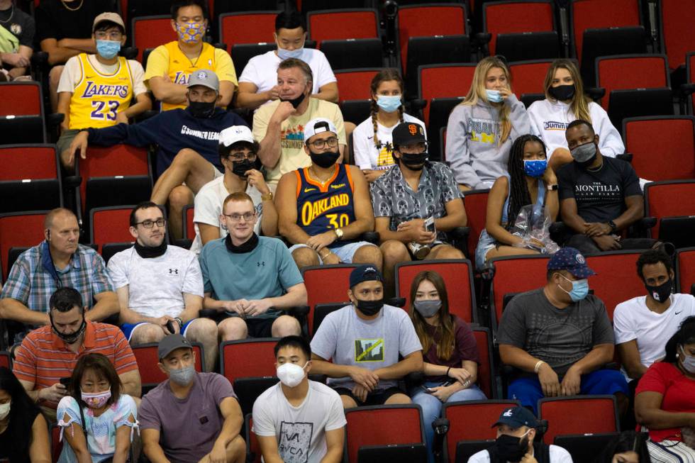 Some fans wear masks to prevent the spread of COVID-19 while others refrain during the second h ...