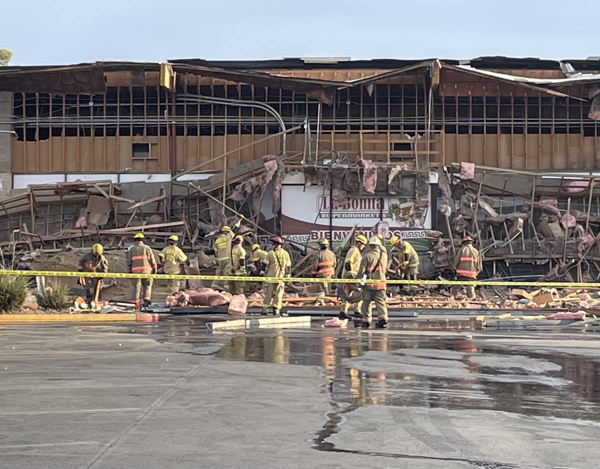 A portion of a large building collapsed at a shopping complex in eastern Las Vegas. ( Bizuayehu ...