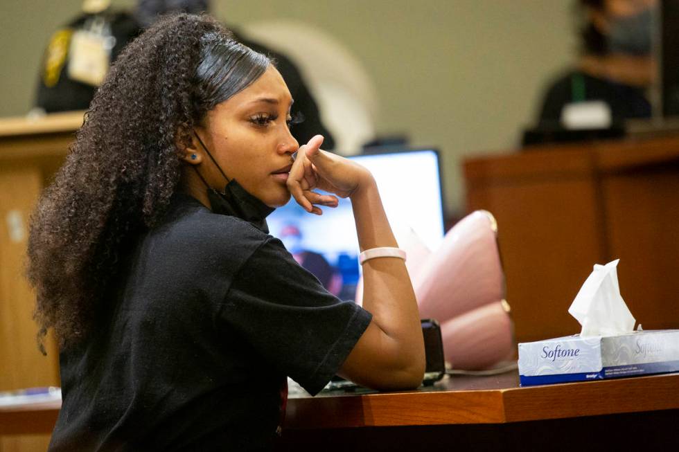 Nayelli Palacio, sister of Lesly Palacio, reads a statement during the sentencing hearing for J ...