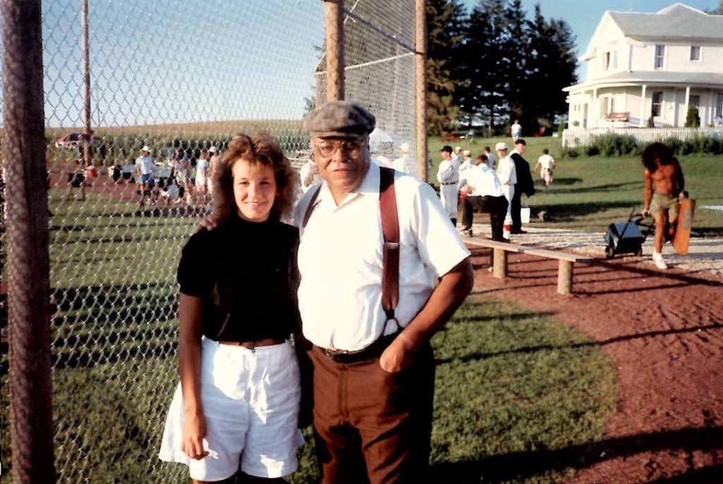 Renee May, left, sister of RJ sports writer Ron Kantowski, is pictured with "Field of Dreams" s ...