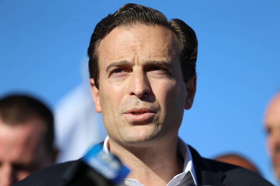 Former Nevada Attorney General Adam Laxalt speaks during a Nevada Republican Party press confer ...