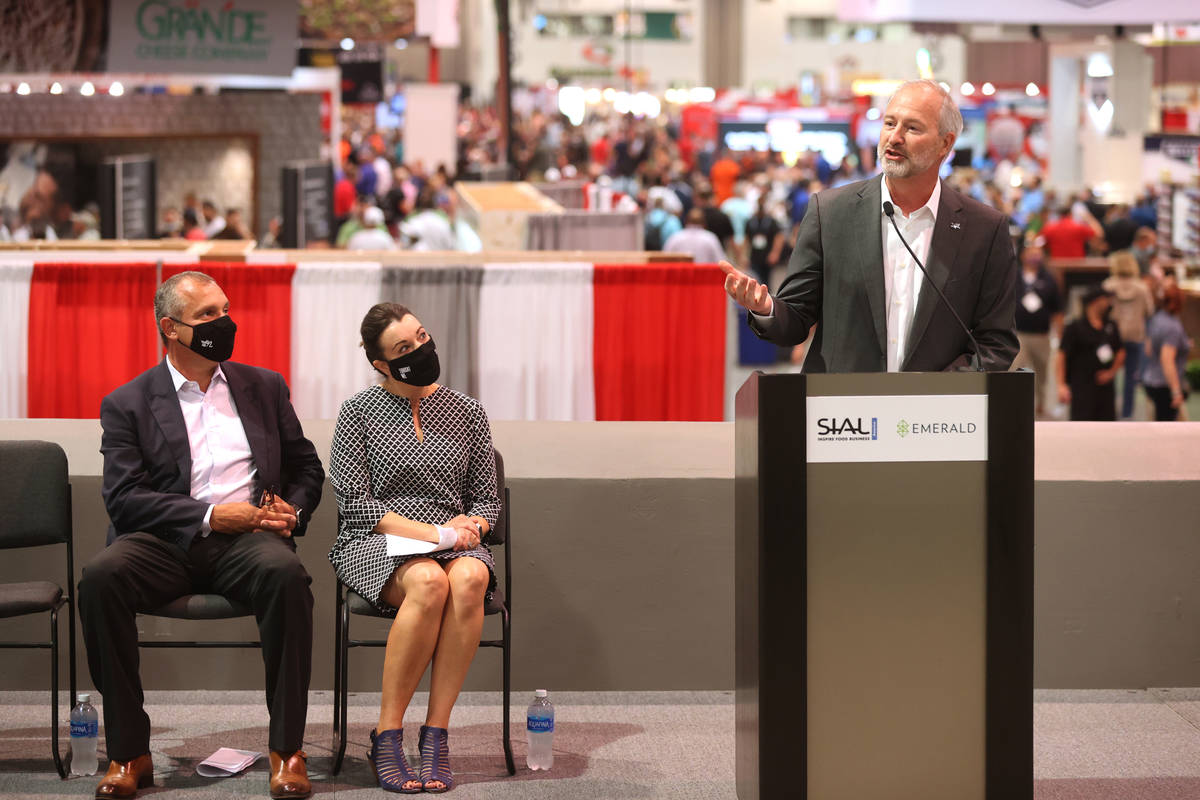 Steve Hill, Las Vegas Convention and Visitors Authority president and CEO, announces the SIAL A ...