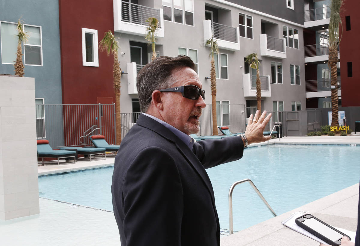 Wayne Laska, developer of the Mercer apartment complex, speaks during an interview with the Las ...
