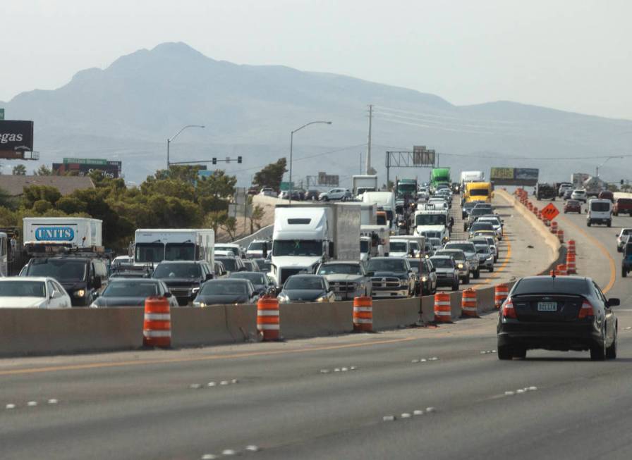 Heavy traffic is seen on northbound U.S. Highway 95 between East Charleston Boulevard and North ...
