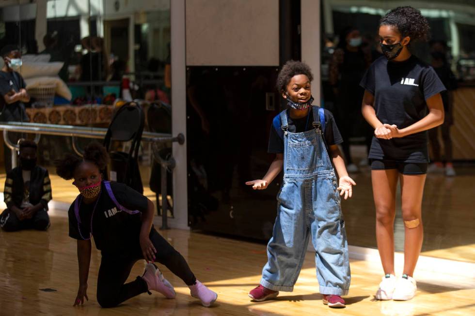 Angelea Davis, left, Micah Marino and Sonya Smith rehearse for Broadway in the HOOD's productio ...