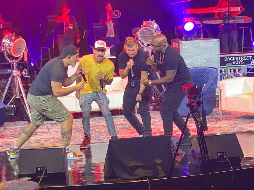 Joey Fatone, AJ McLean, Nick Carter and Wanya Morris rehearse "The After Party" at Sands Showro ...