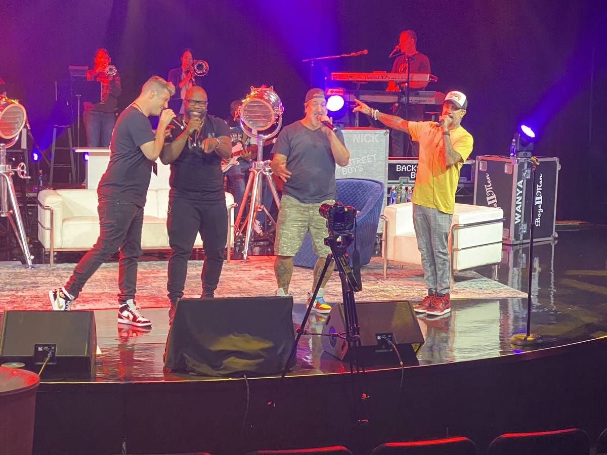 Nick Carter, Wanya Morris, Joey Fatone and AJ McLean rehearse "The After Party" at Sands Showro ...
