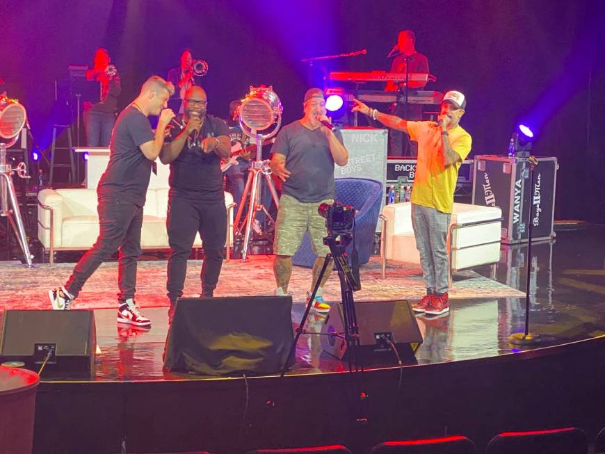 Nick Carter, Wanya Morris, Joey Fatone and AJ McLean rehearse "The After Party" at Sands Showro ...