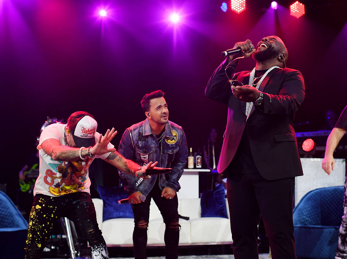 AJ McLean, Luis Fonsi and Wanya Morris perform in "The After Party" at Sands Showroom at The Ve ...