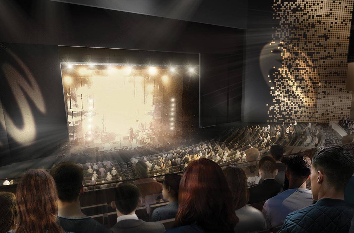 A rendering of The Theatre at Resorts World, set to open in the summer of 2021. (Scéno Plus)