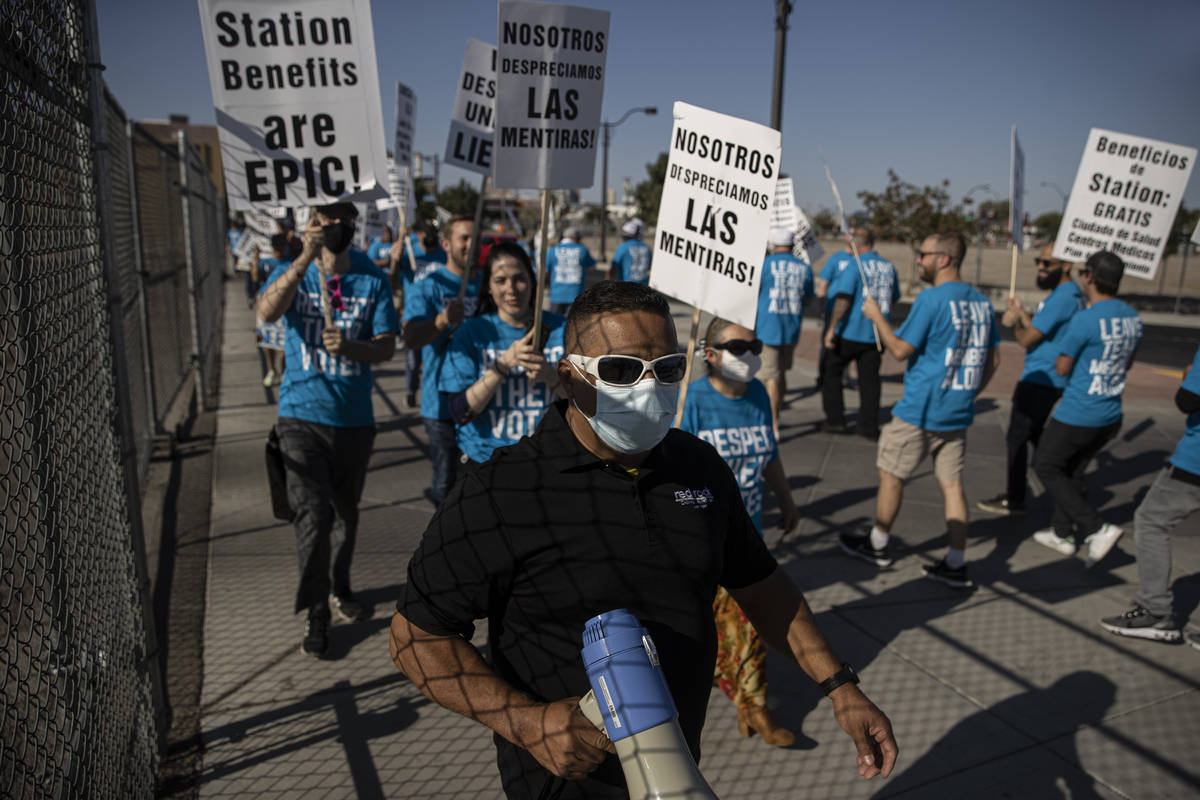 Over one hundred demonstrators took part in an ant-union protest organized by employees of Stat ...