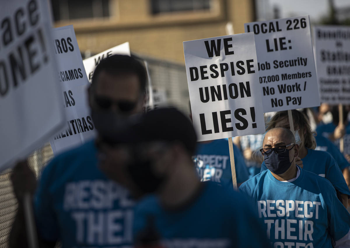 Over one hundred demonstrators took part in an ant-union protest organized by employees of Stat ...