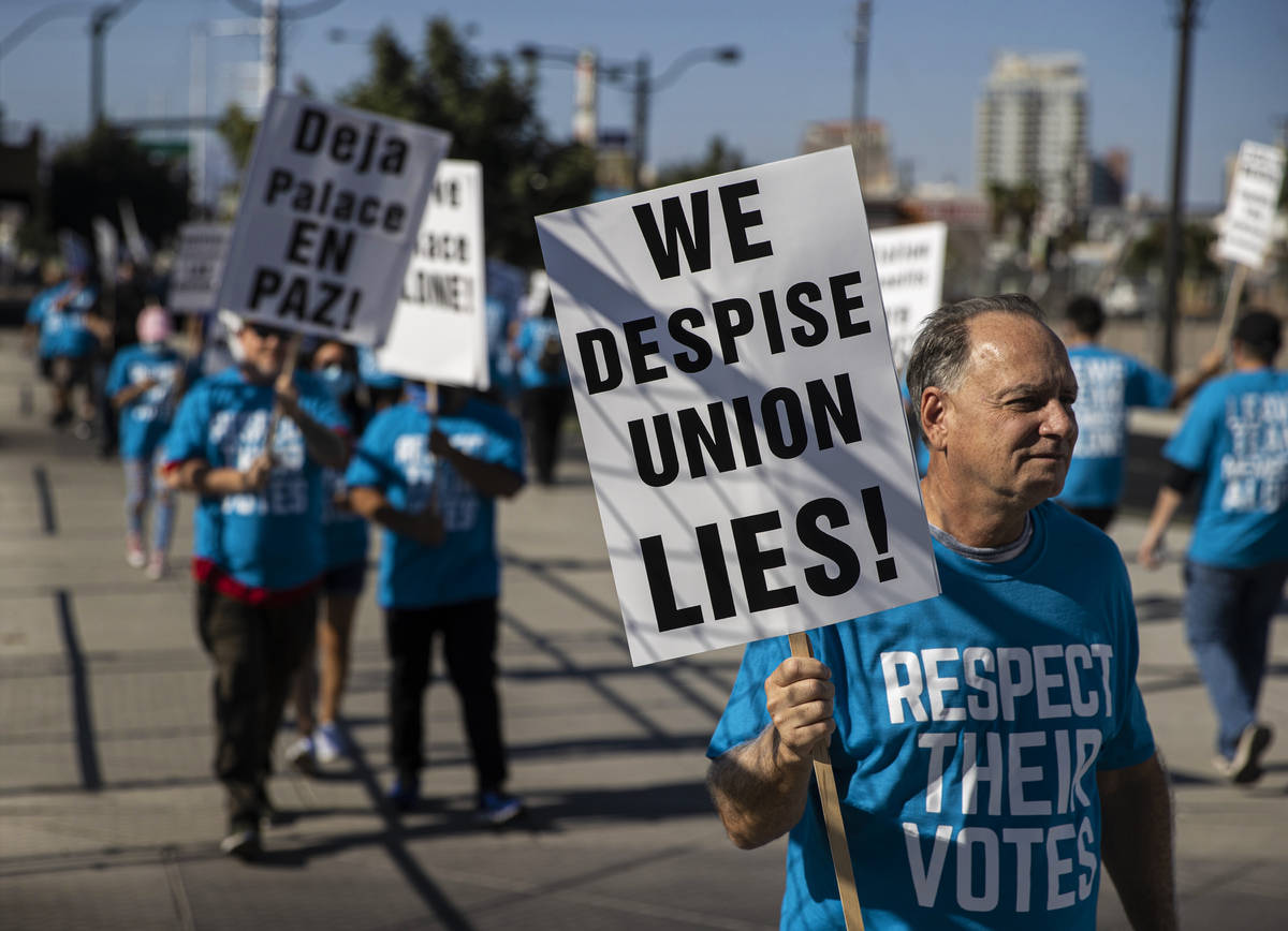 Over one hundred demonstrators took part in an ant-union protest organized by employees of Stat ...