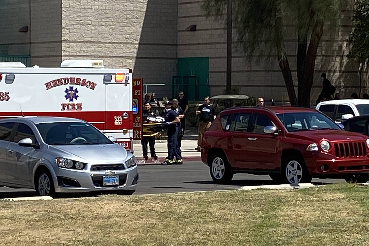 Police and emergency responder activity outside of Green Valley High School on Monday, August 2 ...