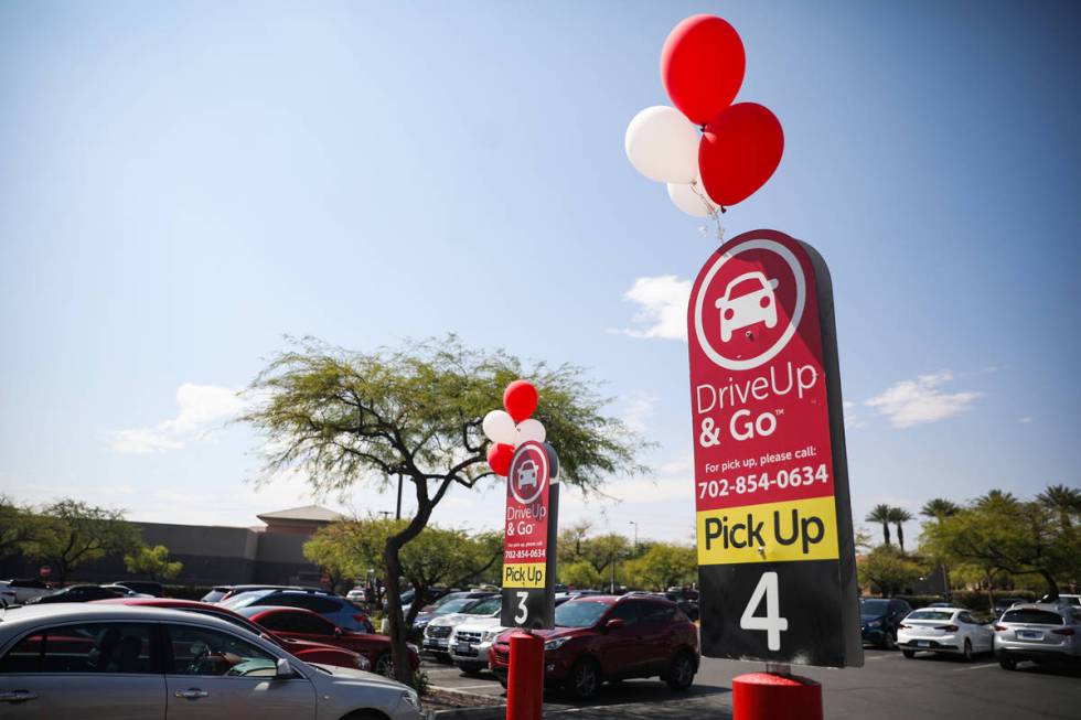 The Drive & Go parking spots at an Albertsons in Las Vegas, Wednesday, Aug. 25, 2021. Alber ...