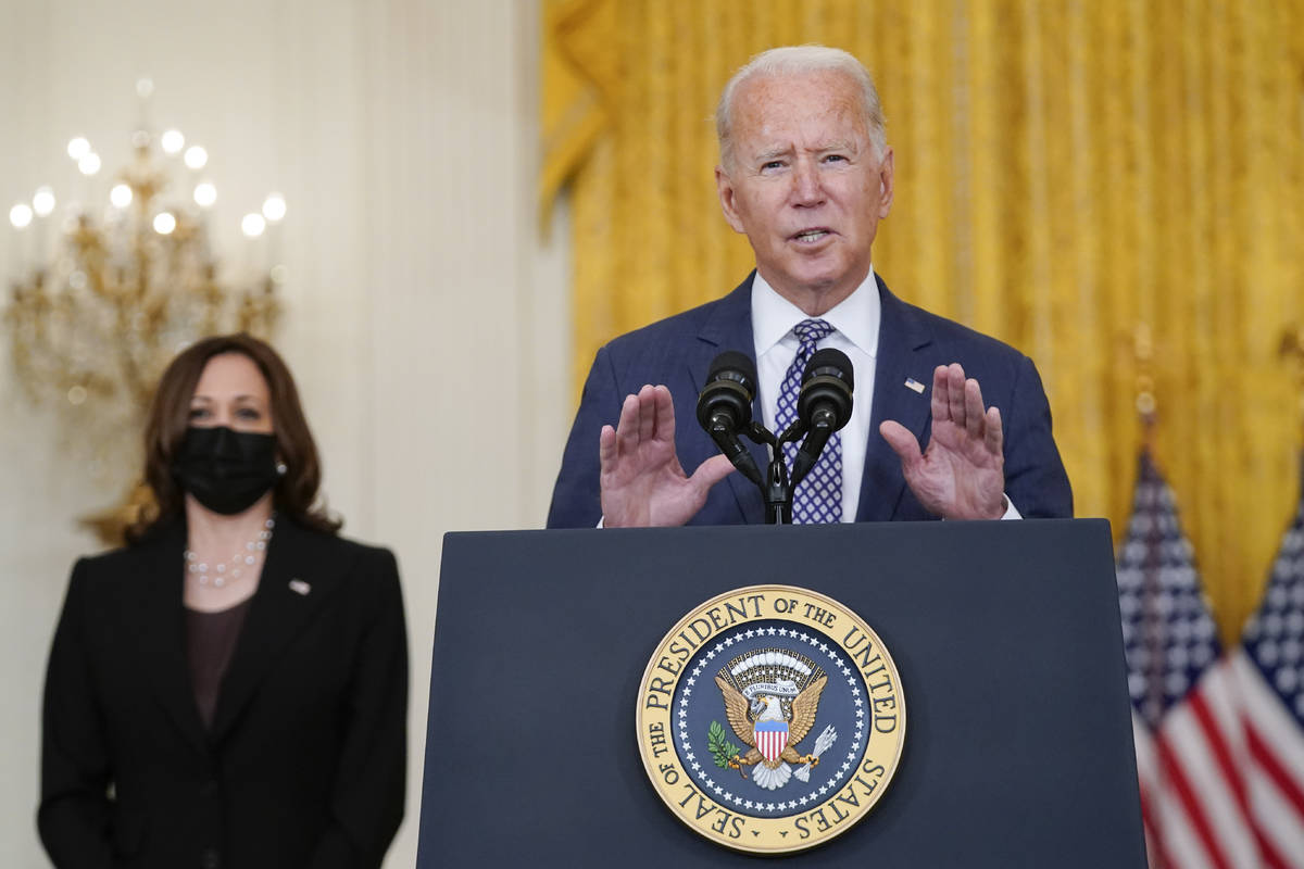 President Joe Biden speaks about the evacuation of American citizens, their families, SIV appli ...
