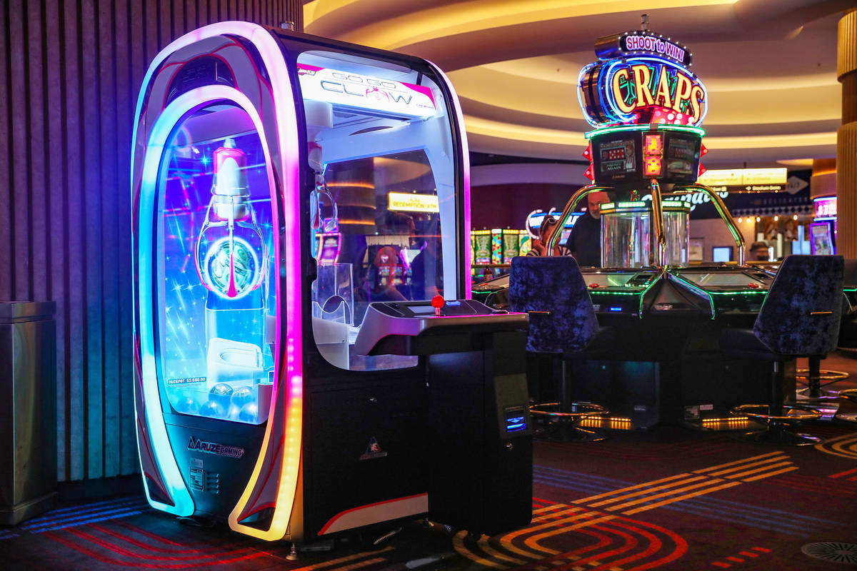 The Go Go Claw slot machine, inspired by the old-school arcade game, at Circa in Las Vegas, Tue ...
