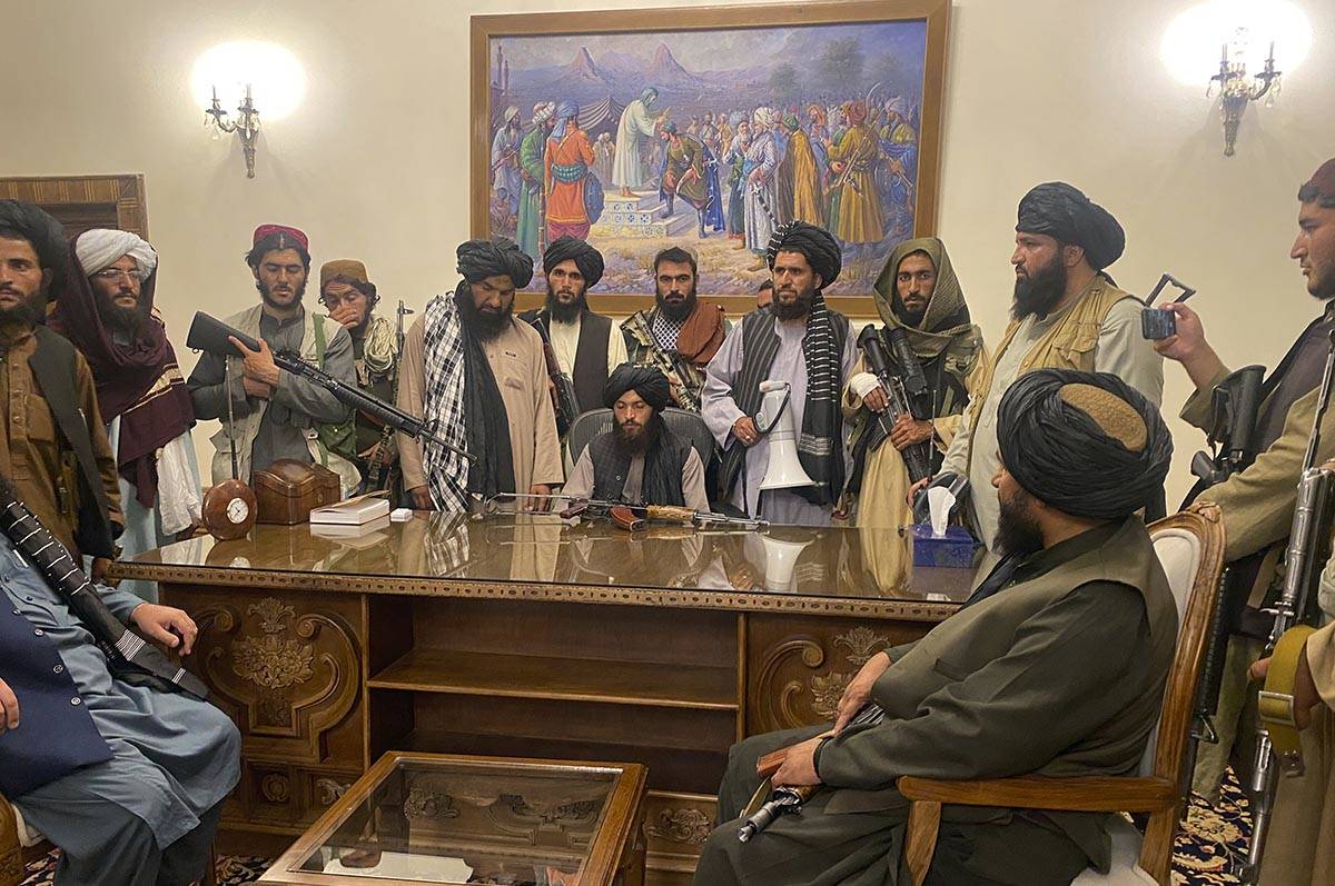 Taliban fighters take control of Afghan presidential palace after the Afghan President Ashraf G ...