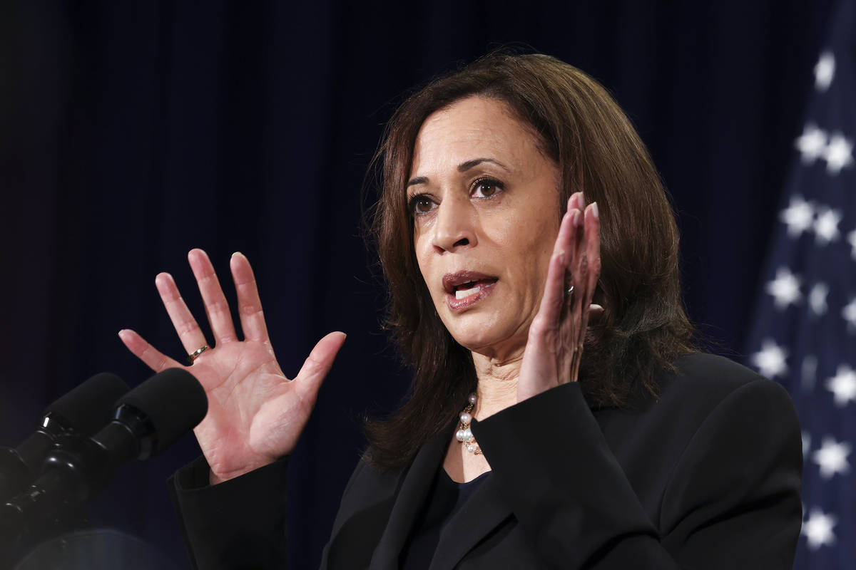 U.S. Vice President Kamala Harris holds a news conference before departing Vietnam for the Unit ...