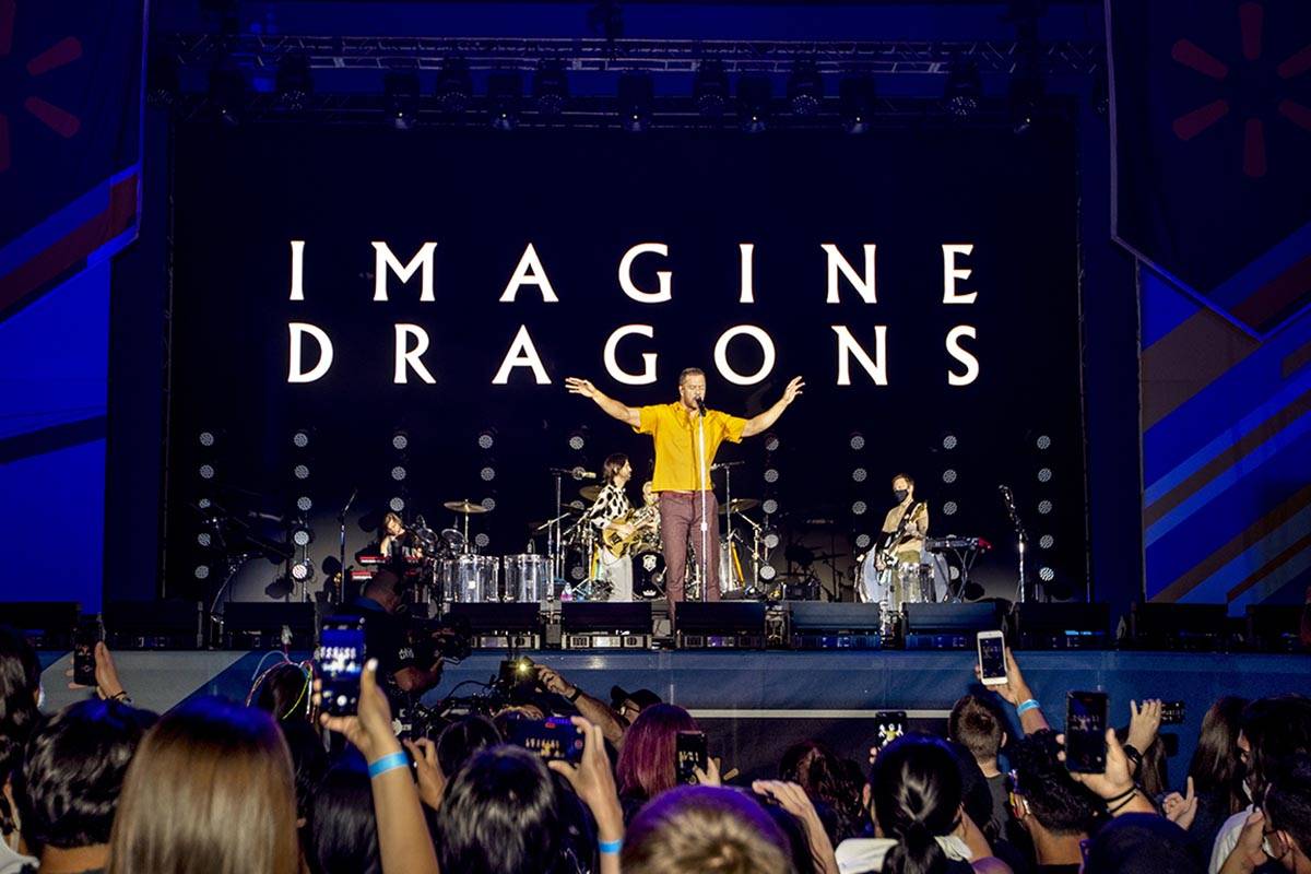 The Imagine Dragons perform at a Walmart-sponsored "Homecoming Concerts" series for students an ...