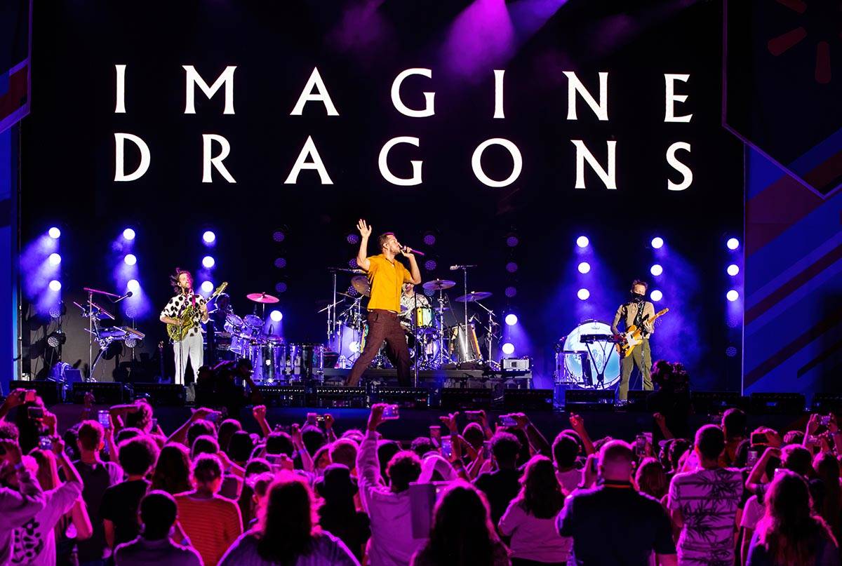 The Imagine Dragons perform at a Walmart-sponsored "Homecoming Concerts" series for students an ...