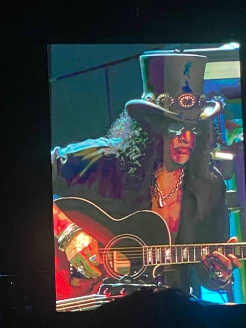 Guns N' Roses plays Allegiant Stadium on Friday, Aug. 27, 2021. (John Katsilometes/Las Vegas Re ...
