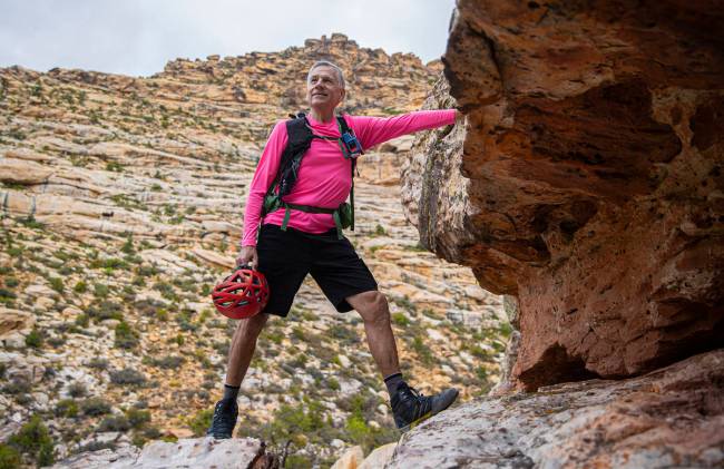 52 Peaks leader Bruce Small at Red Rock Canyon on Wednesday, June 23, 2021, in Las Vegas. (Benj ...