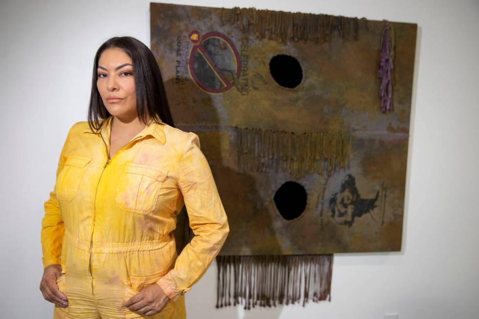 Fawn Douglas, curator for the Ah-wah-nee Exhibition and Symposium at the Donna Beam Fine Art Ga ...