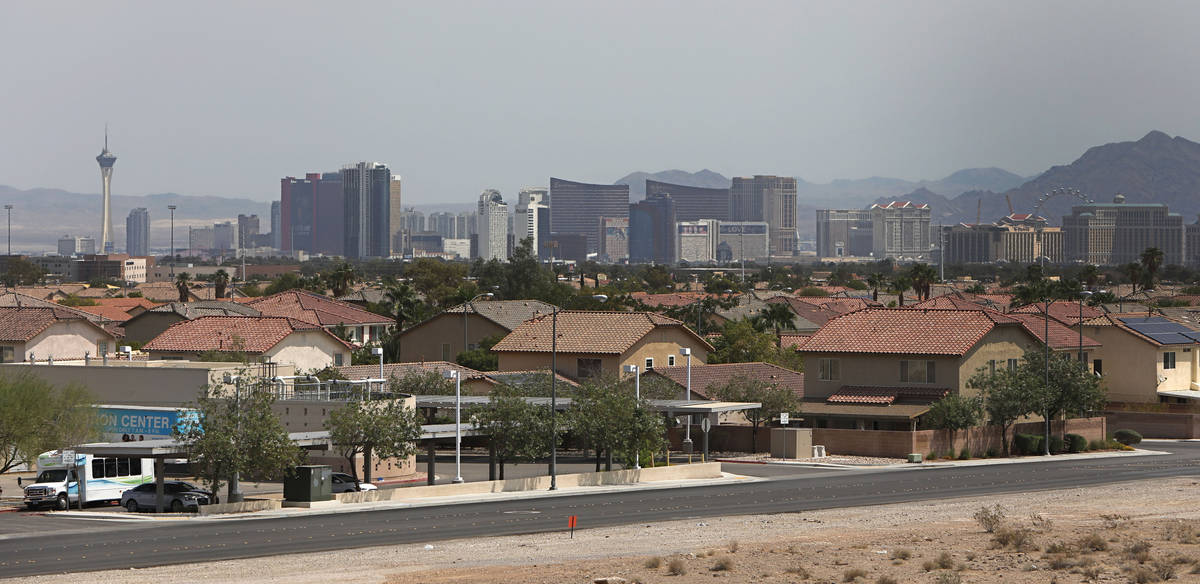 A view of the Las Vegas Strip skyline, as seen from the construction site of Evora, a 42-acre p ...