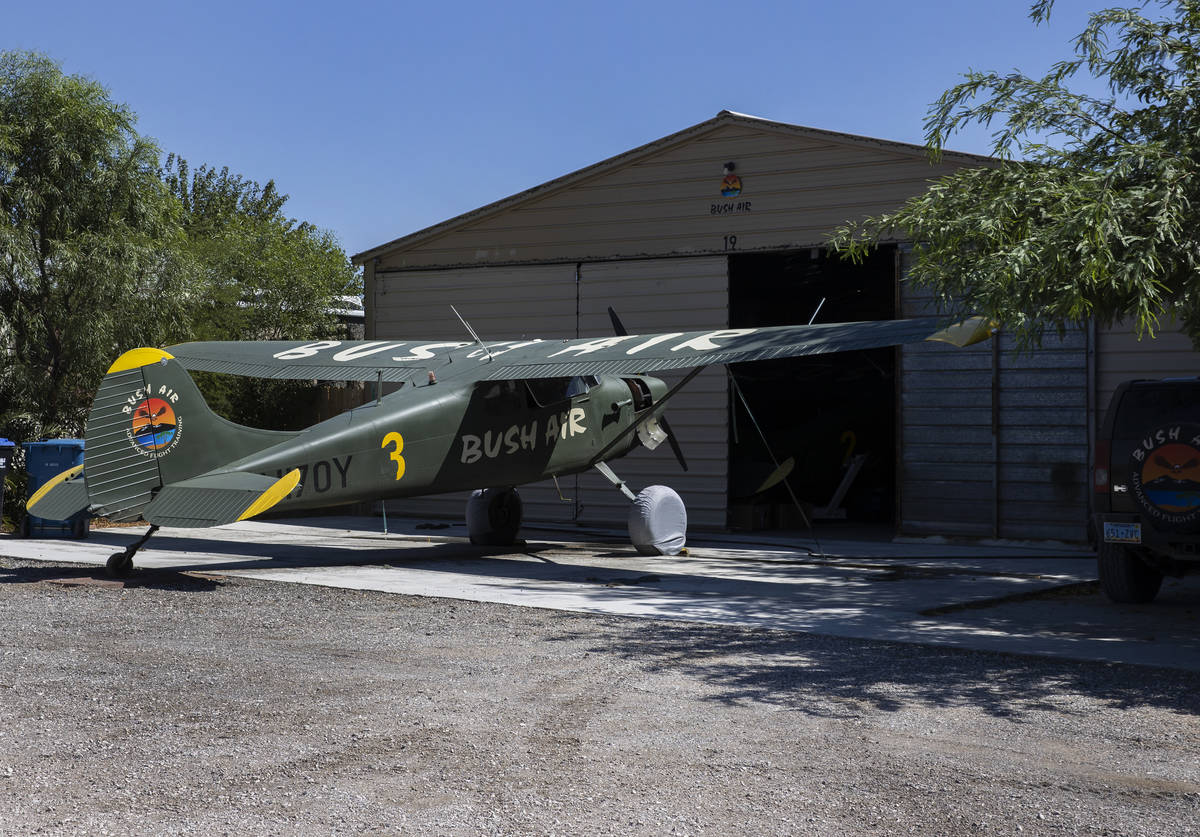 A Cessna 170-B is parked outside itͳ hanger at Bush Air flight school, on Thursday, Aug. ...
