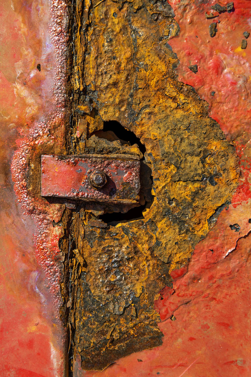 A rust-riddled section of Frank Pizarro's fire truck, which he bought "for a song" from the Old ...