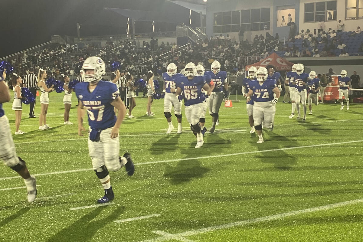 Bishop Gorman comes out of the locker room and prepares for the second half of Saturday's game ...