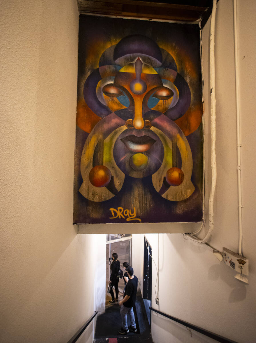 A piece by artist Dray is pictured in the Arts Factory during First Friday in the Arts District ...