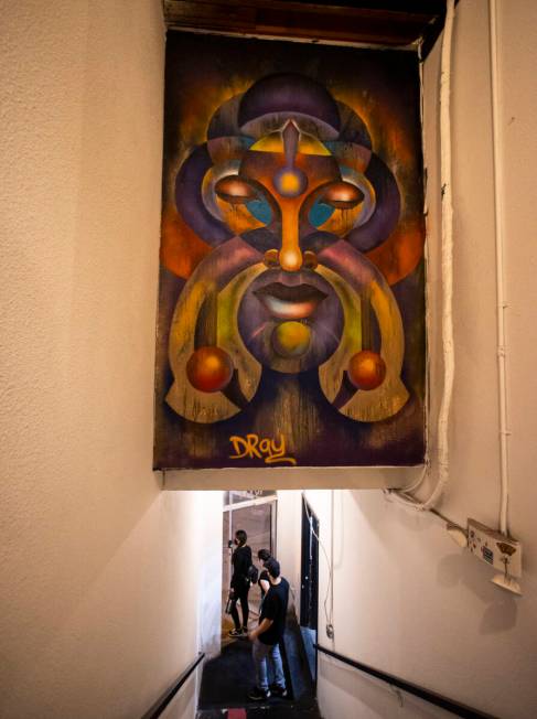 A piece by artist Dray is pictured in the Arts Factory during First Friday in the Arts District ...