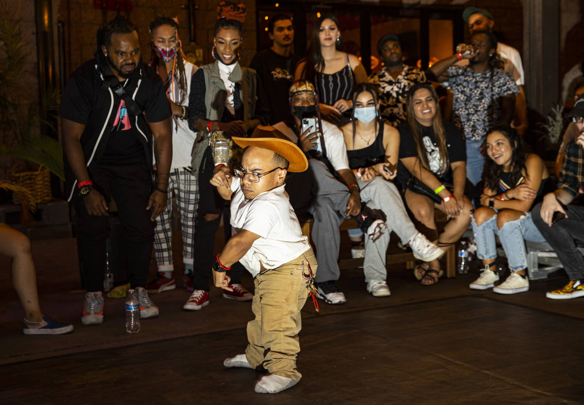 Comedian and dancer "K1ng Dwarf" participates in a dance battle at Ninja Karaoke during First F ...