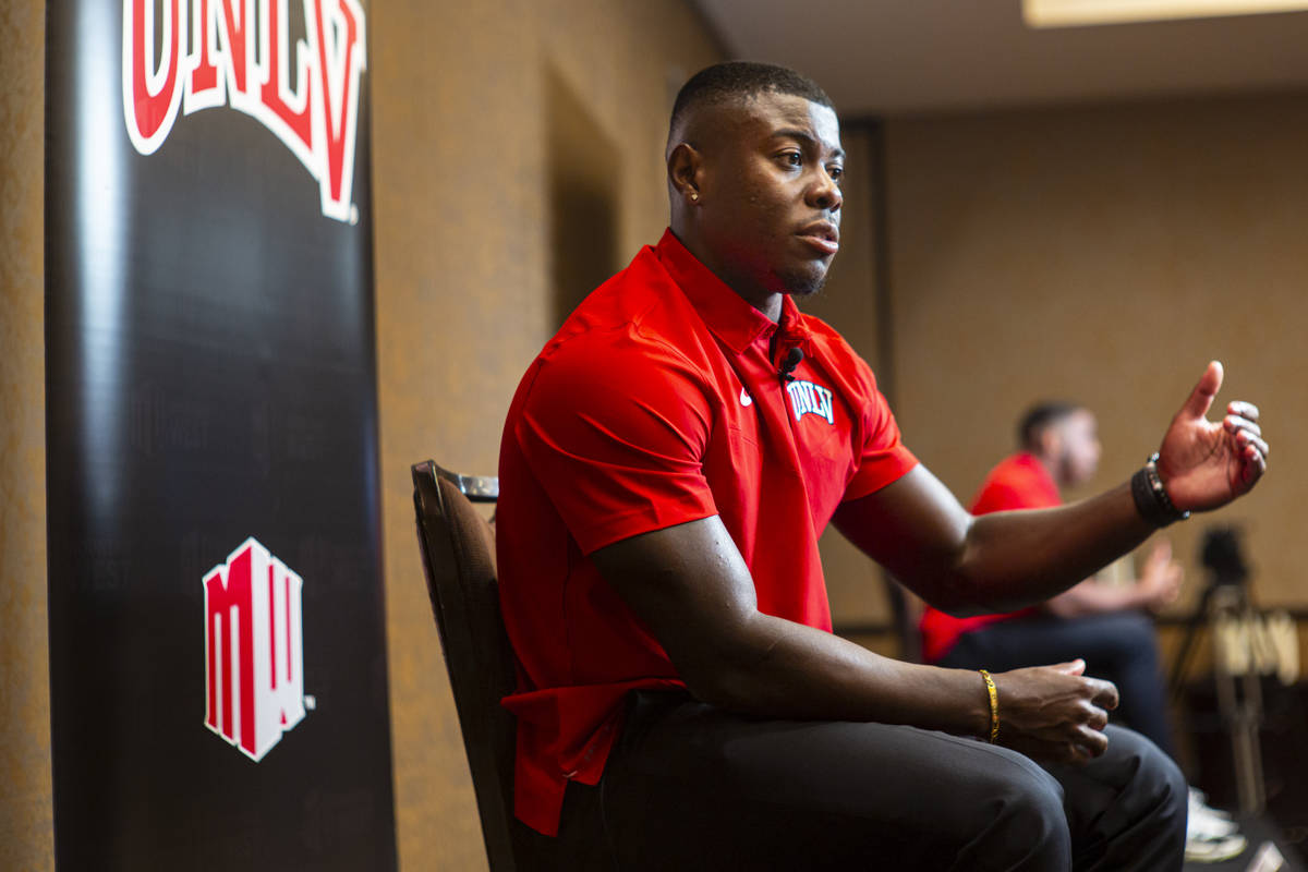 UNLV football's Charles Williams responds to questions during Mountain West Conference media da ...